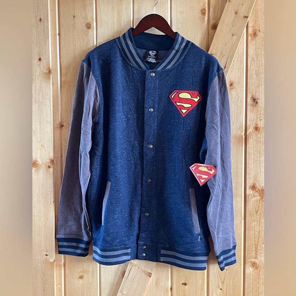 Superman button up cotton/poly hoodie